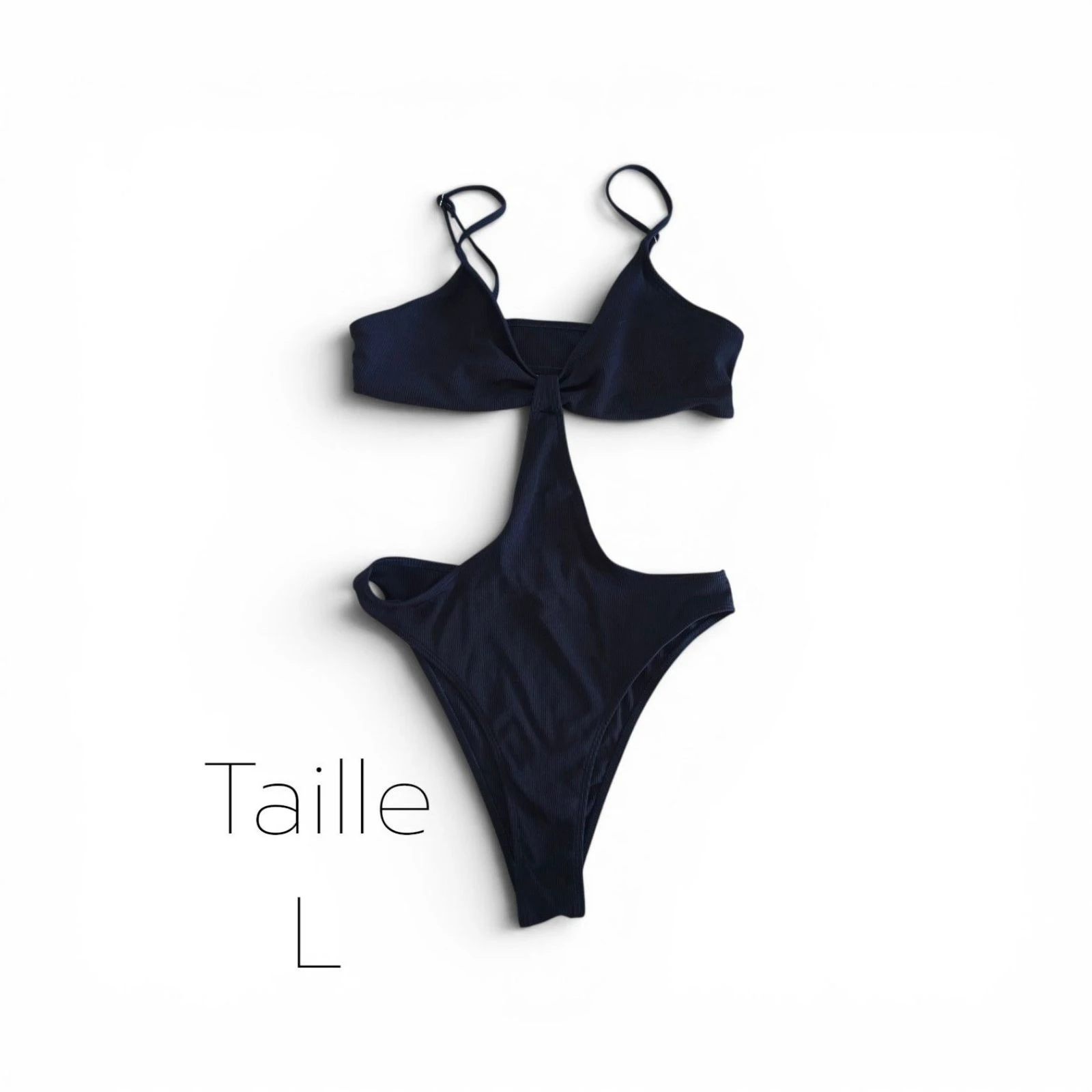 Maillot de bain sexy noir une pièce côtelé taille 40 taille L